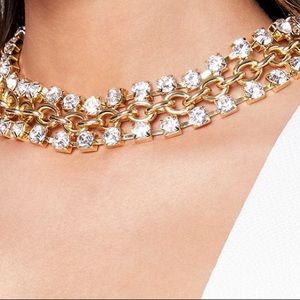 Rhinestone chain necklace - gold - bebe